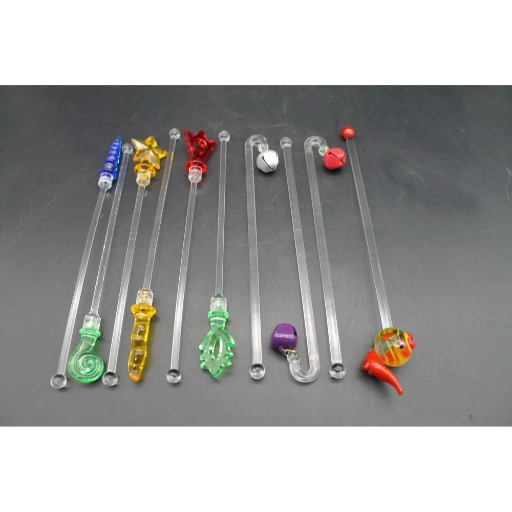 Vintage Drink Swizzle Sticks Cocktail Stirrers Lot of 11 Acrylic Bells Fish